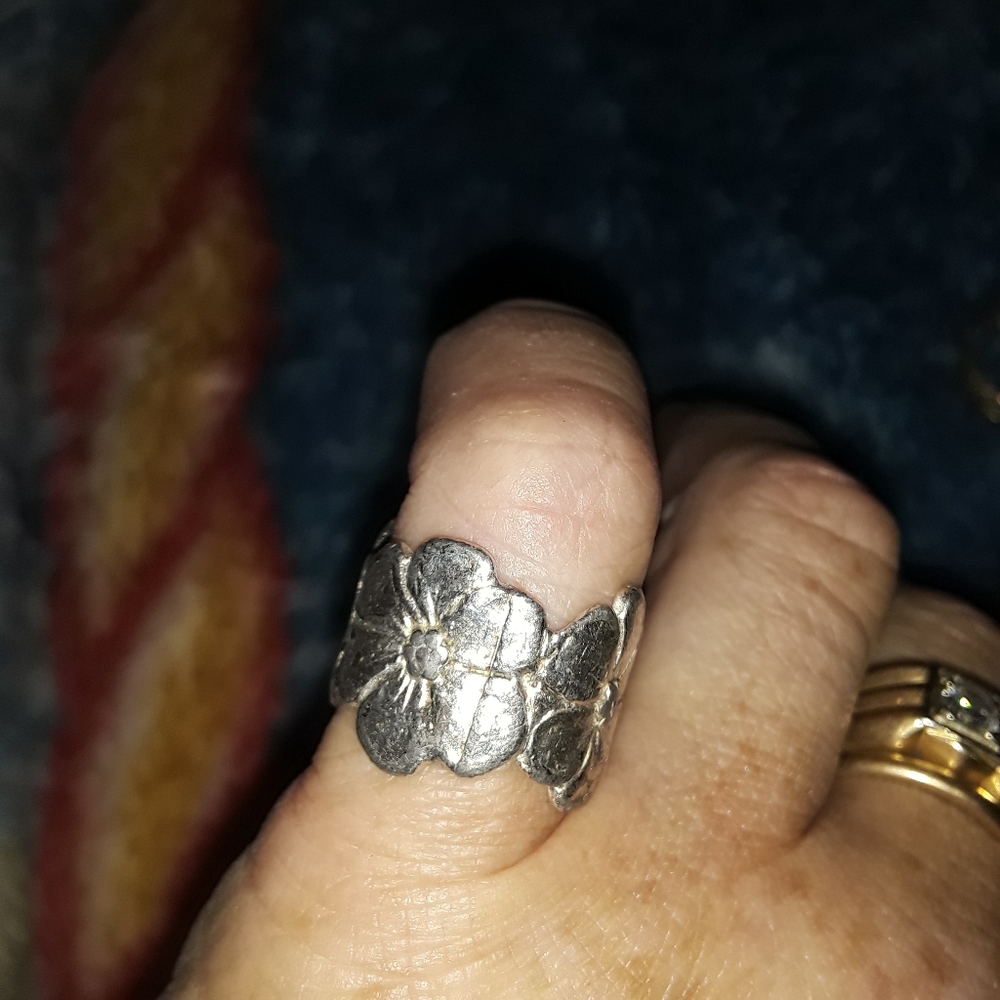 Vintage Flower Pinky Ring Handmade Silver Ring